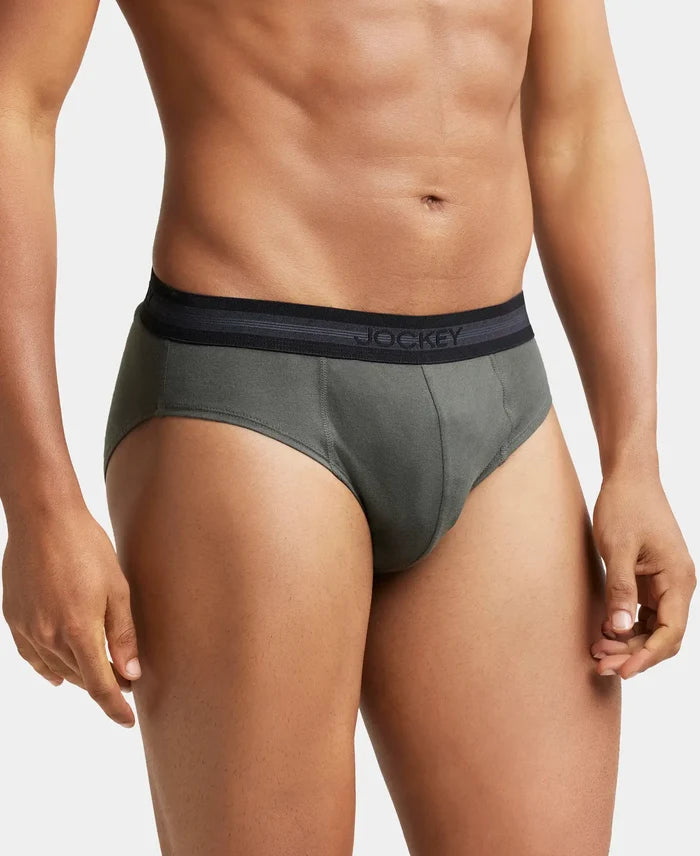 Super Combed Cotton Solid Brief with Stay Fresh Treatment - Deep Olive-3