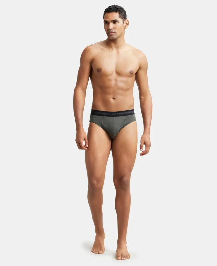 Super Combed Cotton Solid Brief with Stay Fresh Treatment - Deep Olive-5