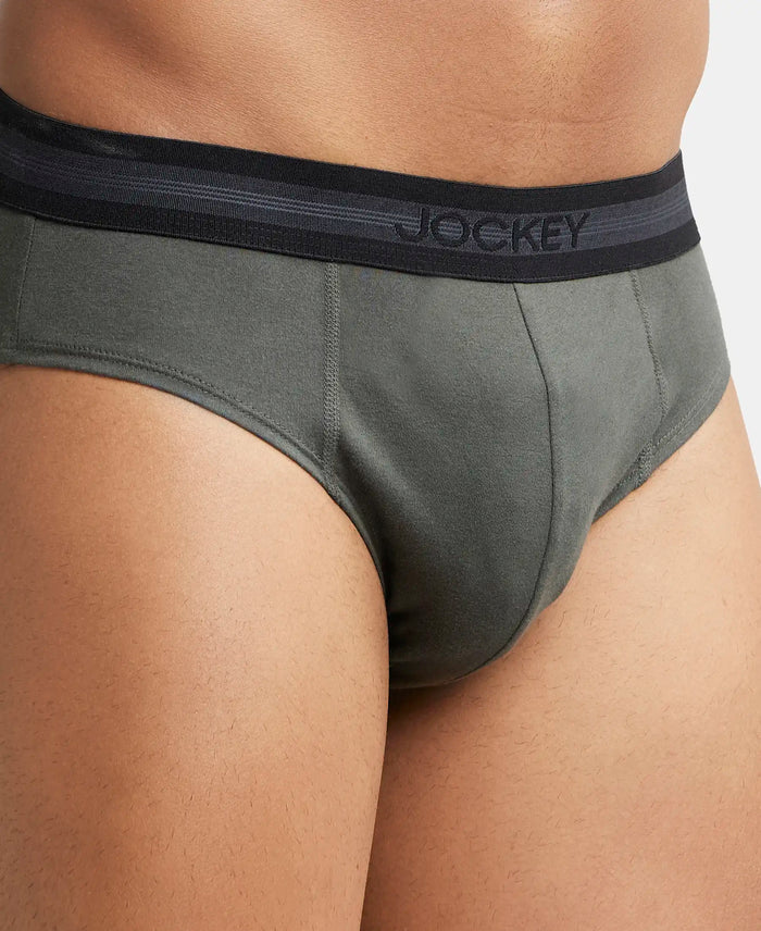 Super Combed Cotton Solid Brief with Stay Fresh Treatment - Deep Olive (Pack of 2)