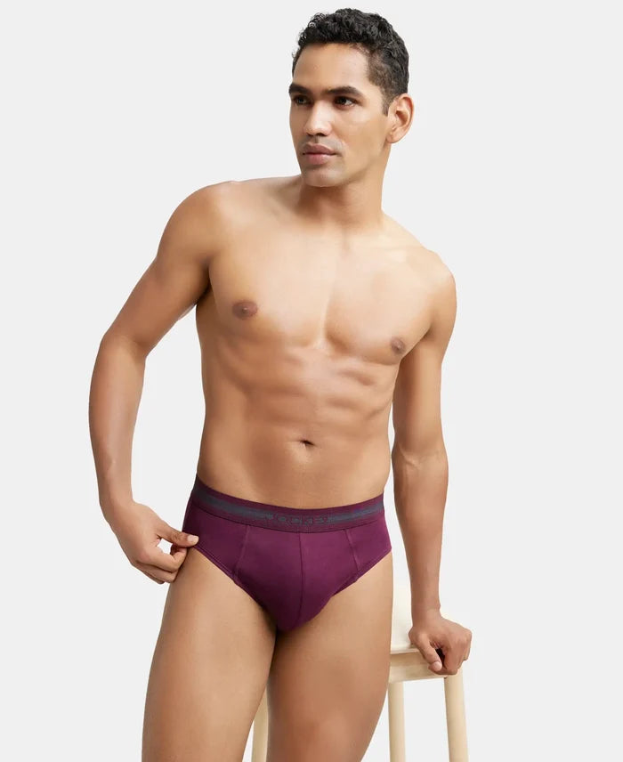 Super Combed Cotton Solid Brief with Stay Fresh Treatment - Wine Tasting-7