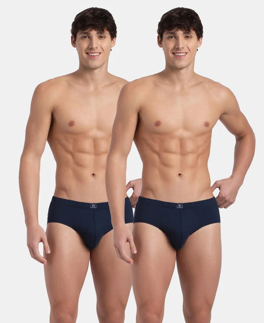 Super Combed Cotton Solid Brief with Ultrasoft Concealed Waistband - Deep Navy (Pack of 2)