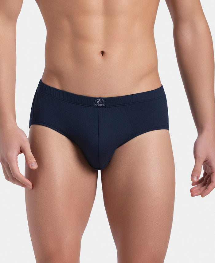 Super Combed Cotton Solid Brief with Ultrasoft Concealed Waistband - Deep Navy (Pack of 2)
