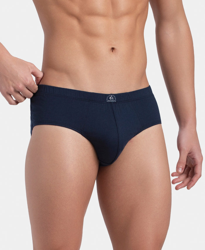 Super Combed Cotton Solid Brief with Ultrasoft Concealed Waistband - Deep Navy (Pack of 2)