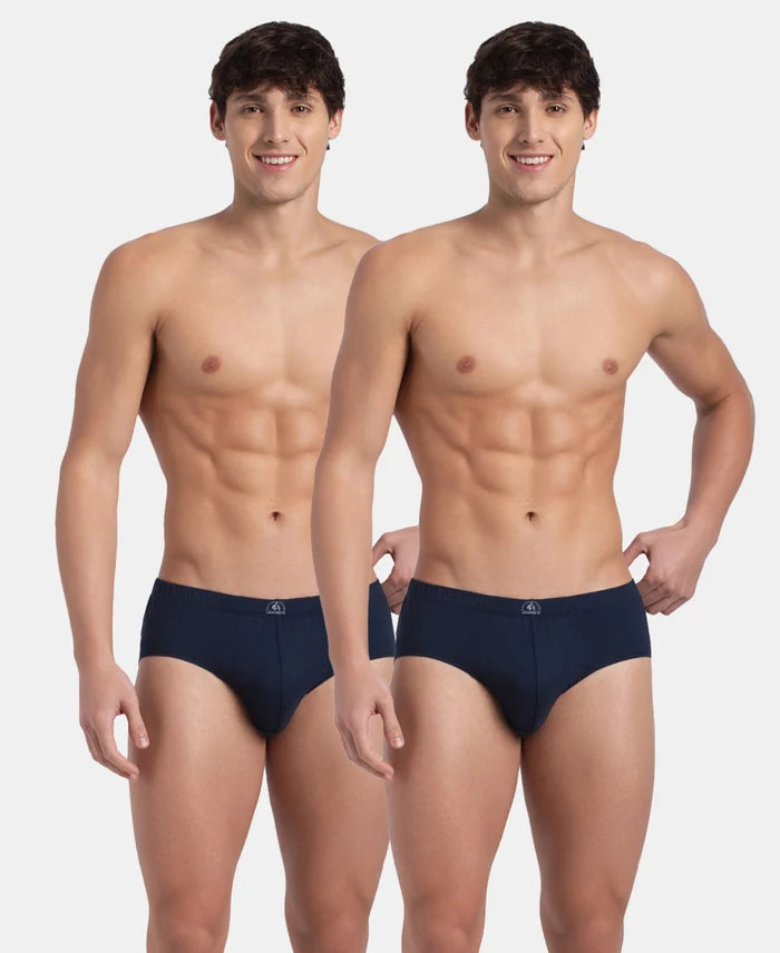 Super Combed Cotton Solid Brief with Ultrasoft Concealed Waistband - Deep Navy (Pack of 2)
