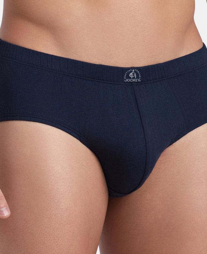 Super Combed Cotton Solid Brief with Ultrasoft Concealed Waistband - Deep Navy (Pack of 2)