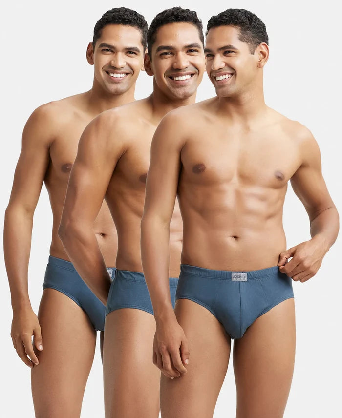 Super Combed Cotton Solid Brief with Ultrasoft Concealed Waistband - Deep Slate-1