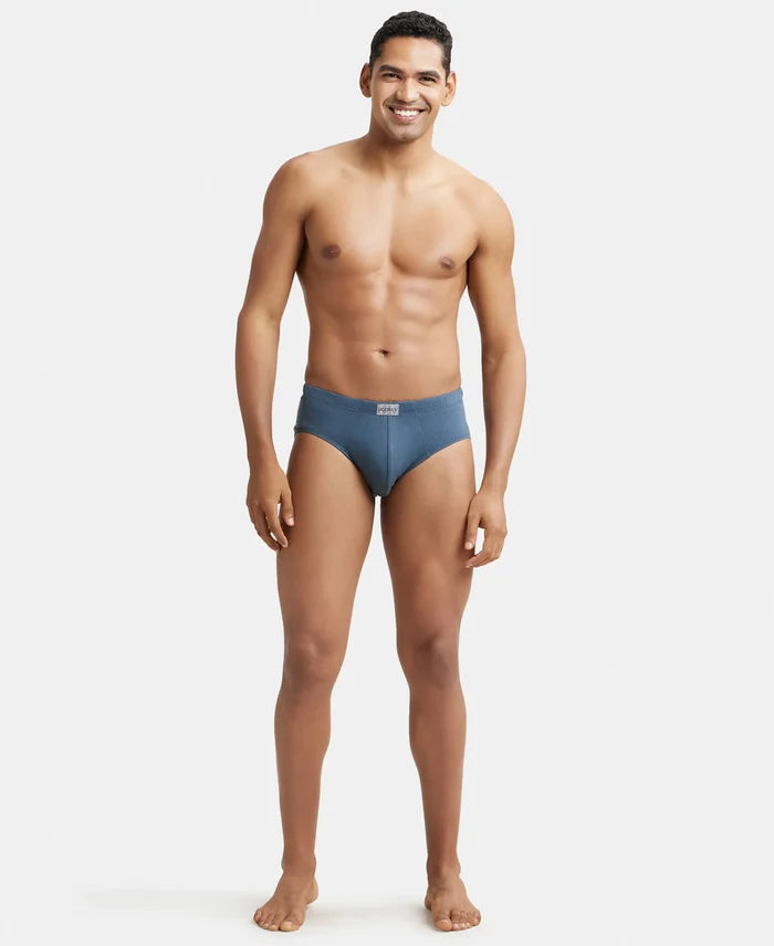Super Combed Cotton Solid Brief with Ultrasoft Concealed Waistband - Deep Slate-5