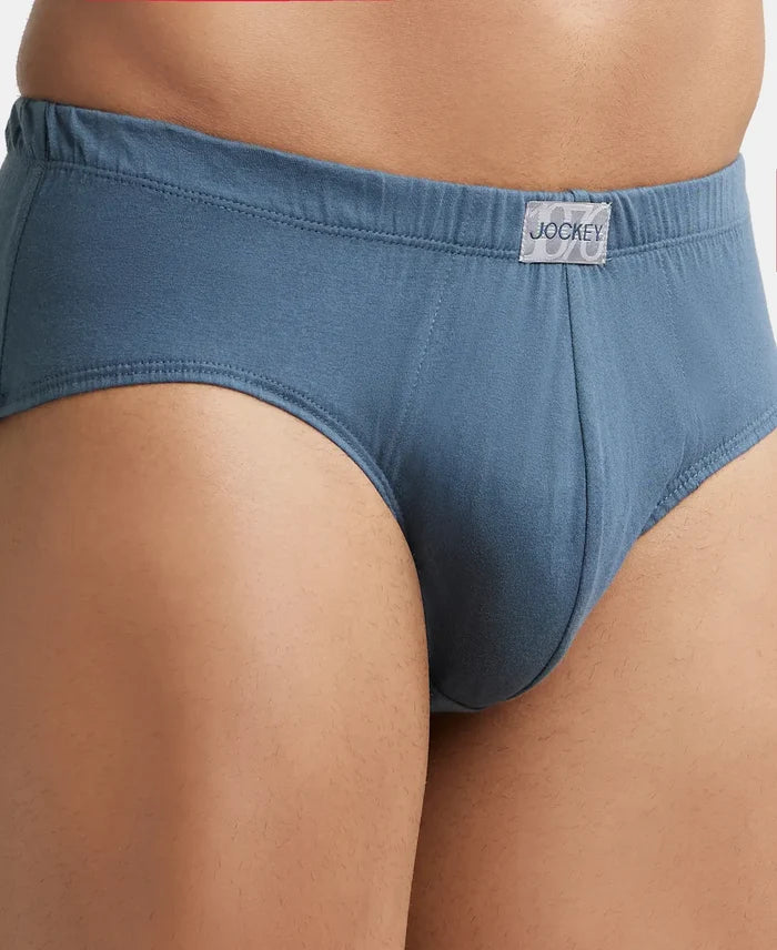 Super Combed Cotton Solid Brief with Ultrasoft Concealed Waistband - Deep Slate (Pack of 3)