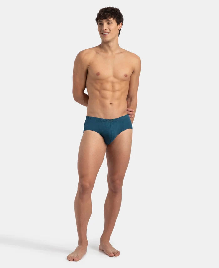 Super Combed Cotton Solid Brief with Ultrasoft Concealed Waistband - Seaport Teal (Pack of 3)