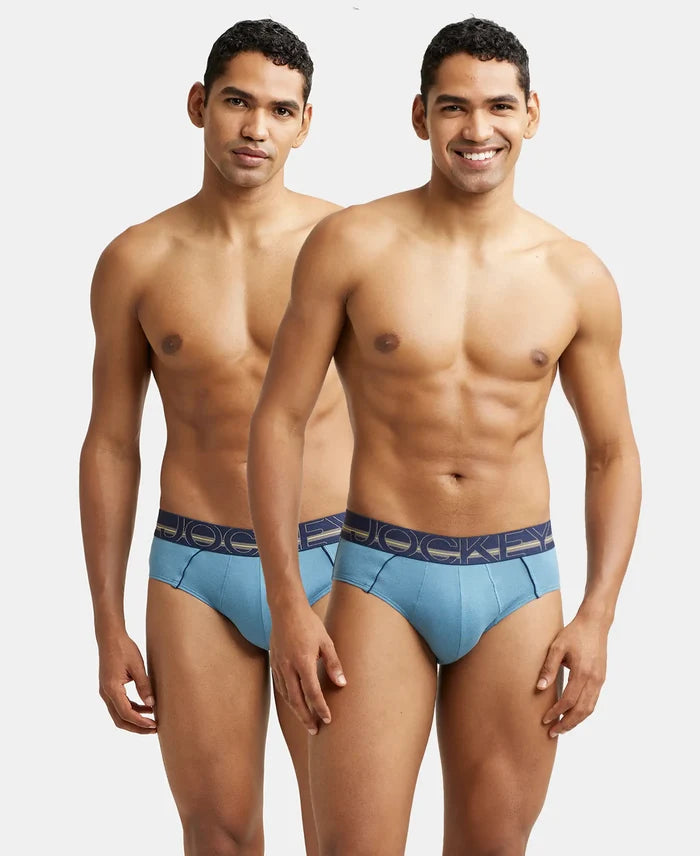 Super Combed Cotton Solid Brief with Ultrasoft Waistband - Aegean Blue-1