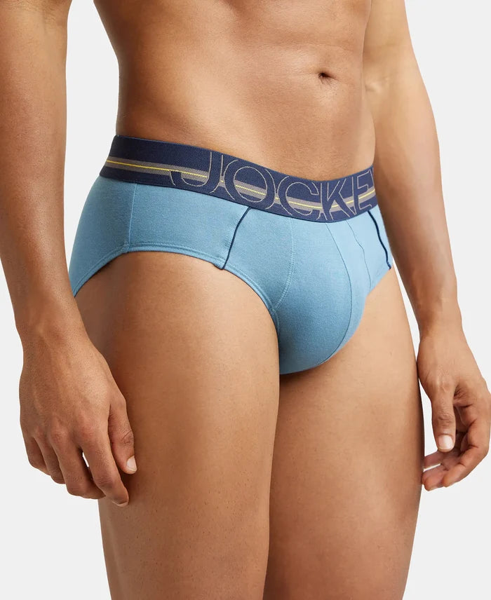 Super Combed Cotton Solid Brief with Ultrasoft Waistband - Aegean Blue-3