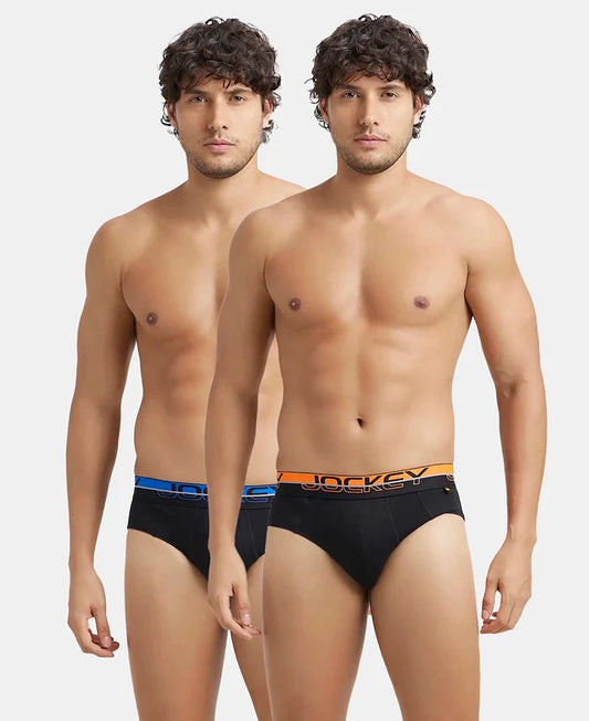 Super Combed Cotton Solid Brief with Ultrasoft Waistband - Black (Pack of 2)-0