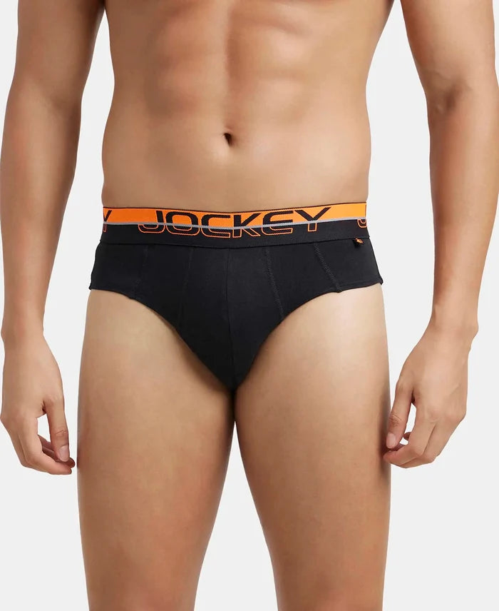 Super Combed Cotton Solid Brief with Ultrasoft Waistband - Black (Pack of 2)-1