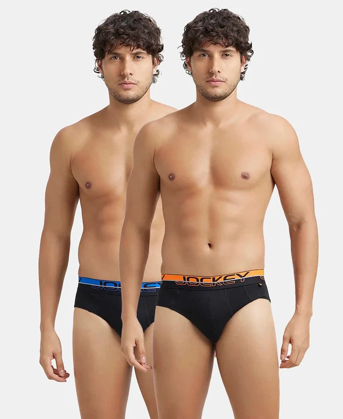 Super Combed Cotton Solid Brief with Ultrasoft Waistband - Black (Pack of 2)-4