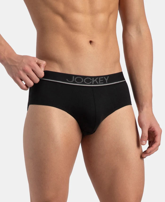 Super Combed Cotton Solid Brief with Ultrasoft Waistband - Black (Pack of 3)