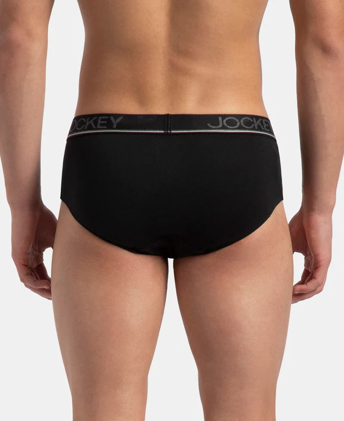 Super Combed Cotton Solid Brief with Ultrasoft Waistband - Black (Pack of 3)