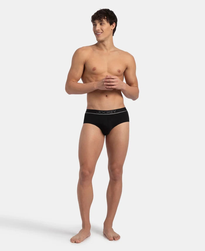 Super Combed Cotton Solid Brief with Ultrasoft Waistband - Black (Pack of 3)