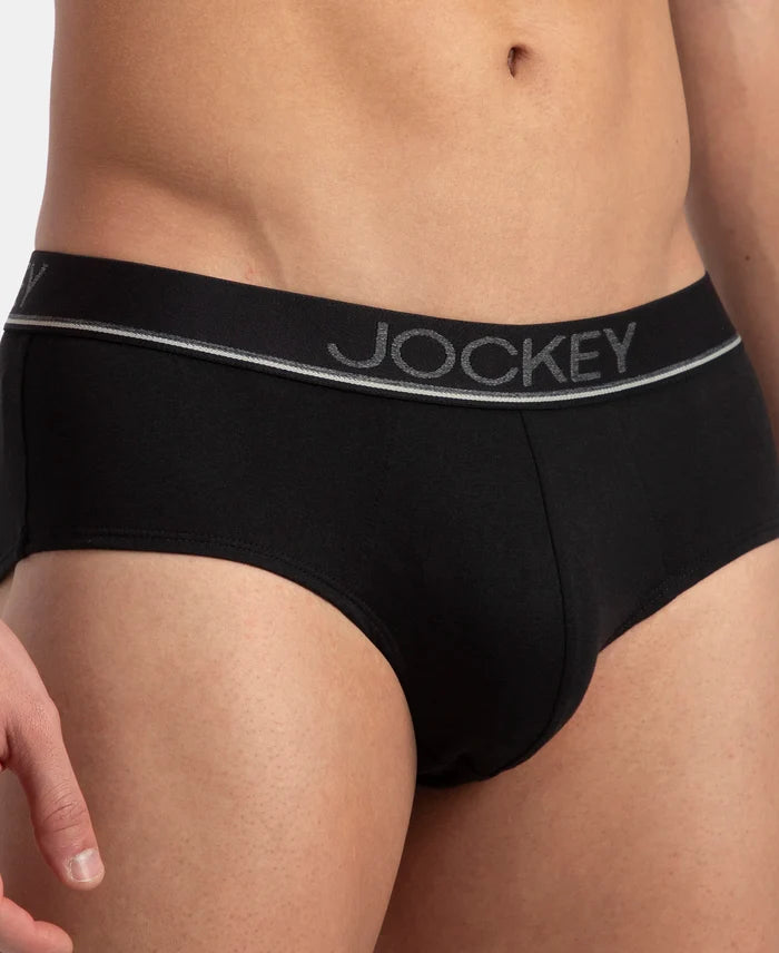 Super Combed Cotton Solid Brief with Ultrasoft Waistband - Black (Pack of 3)