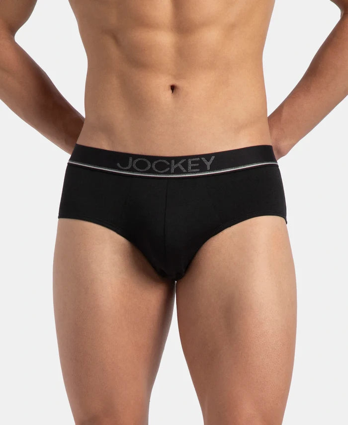 Super Combed Cotton Solid Brief with Ultrasoft Waistband - Black (Pack of 3)