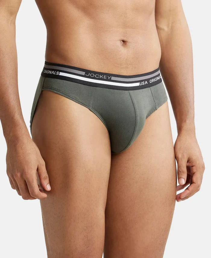 Super Combed Cotton Solid Brief with Ultrasoft Waistband - Deep Olive-3