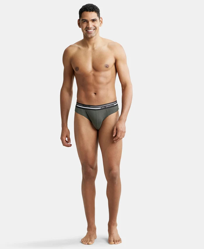 Super Combed Cotton Solid Brief with Ultrasoft Waistband - Deep Olive-5