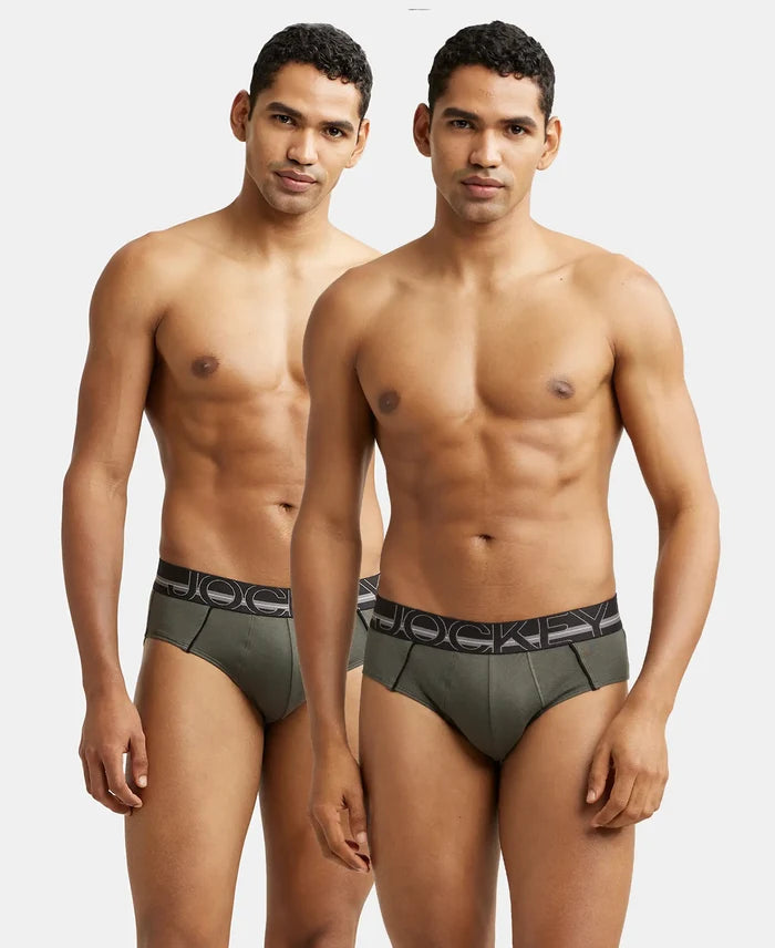 Super Combed Cotton Solid Brief with Ultrasoft Waistband - Deep Olive (Pack of 2)