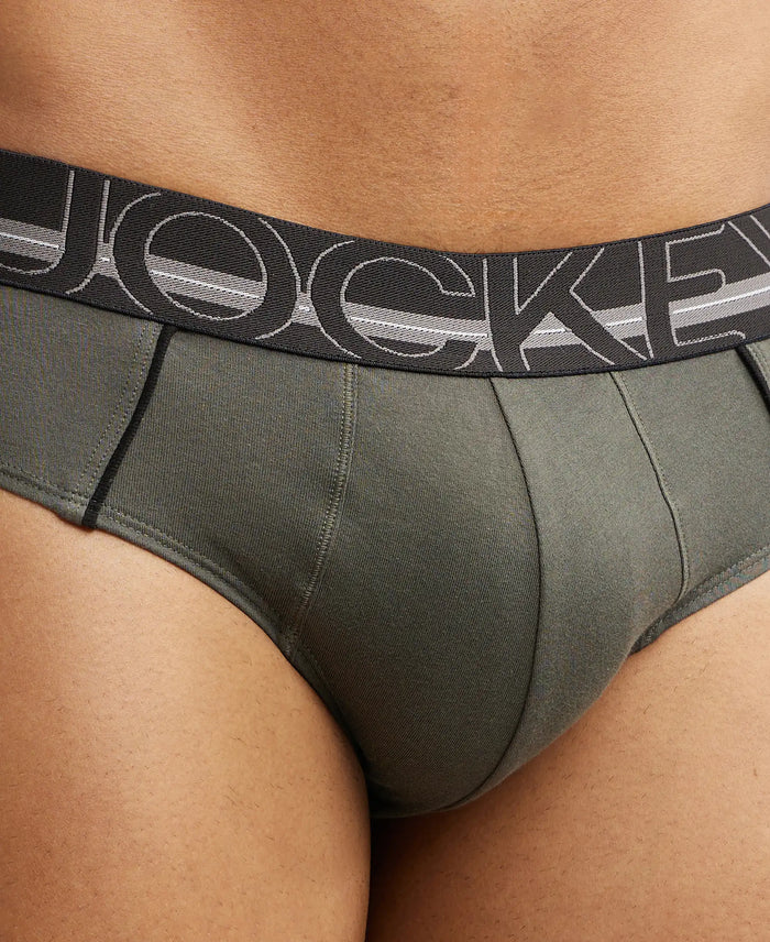 Super Combed Cotton Solid Brief with Ultrasoft Waistband - Deep Olive (Pack of 2)