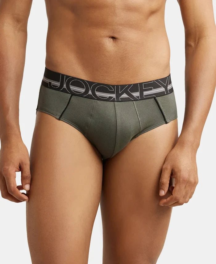 Super Combed Cotton Solid Brief with Ultrasoft Waistband - Deep Olive-2