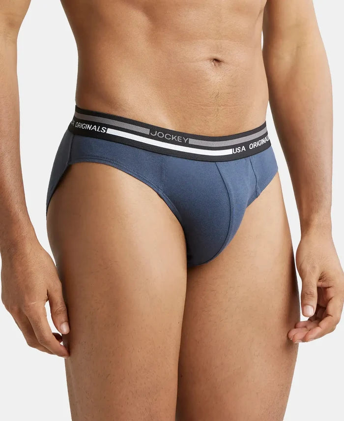 Super Combed Cotton Solid Brief with Ultrasoft Waistband - Graphite-3