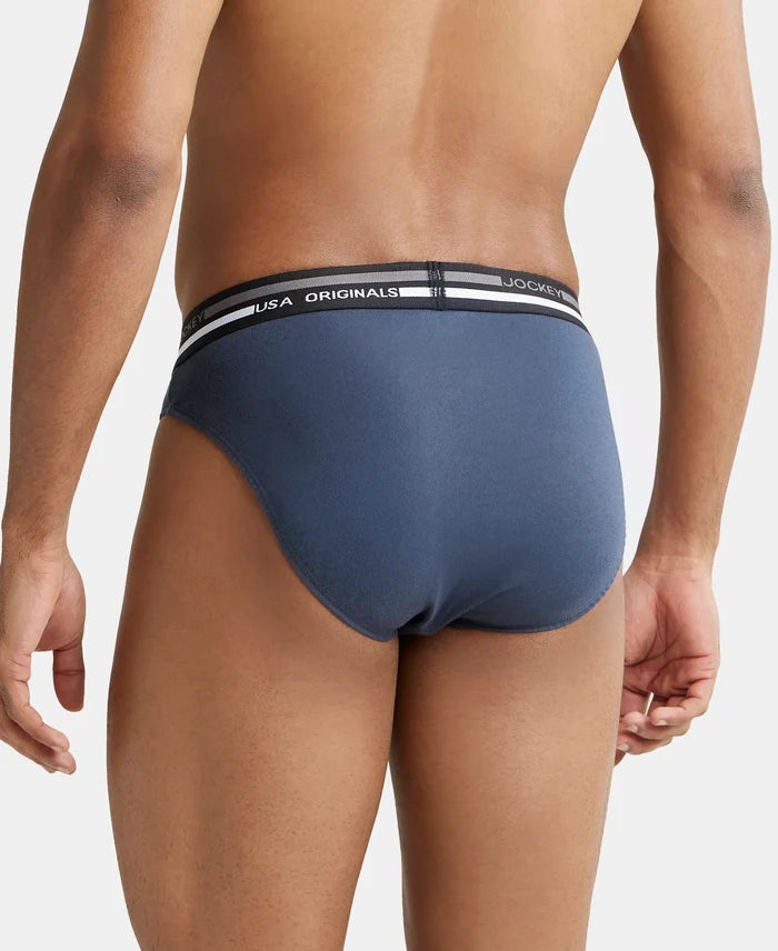 Super Combed Cotton Solid Brief with Ultrasoft Waistband - Graphite-4