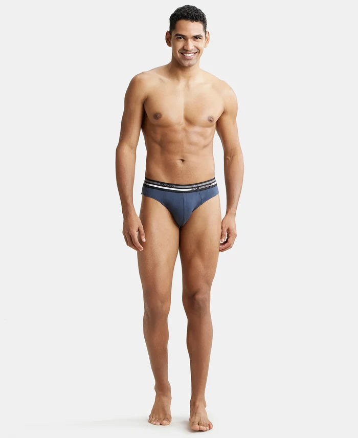 Super Combed Cotton Solid Brief with Ultrasoft Waistband - Graphite-5