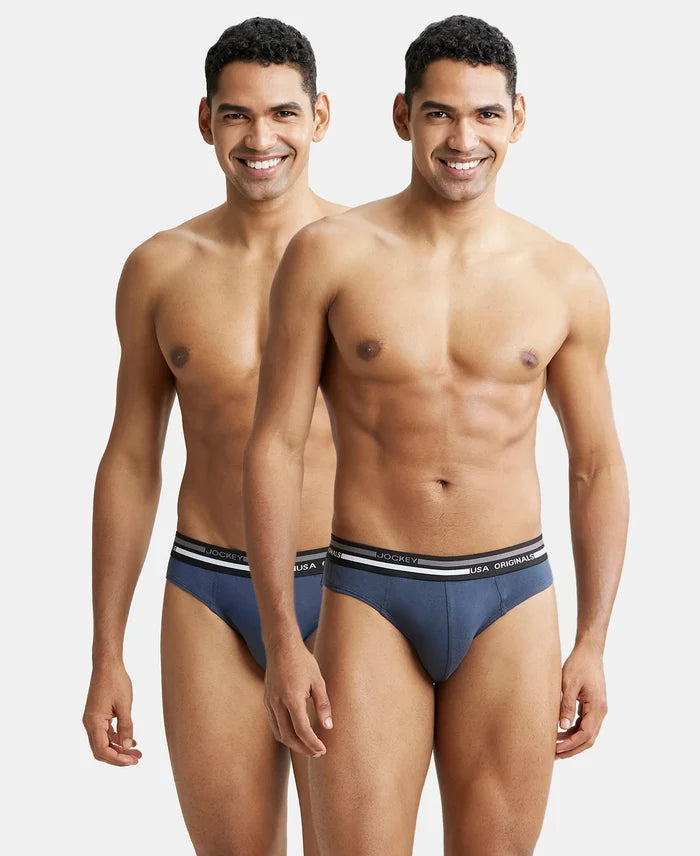 Super Combed Cotton Solid Brief with Ultrasoft Waistband - Graphite (Pack of 2)
