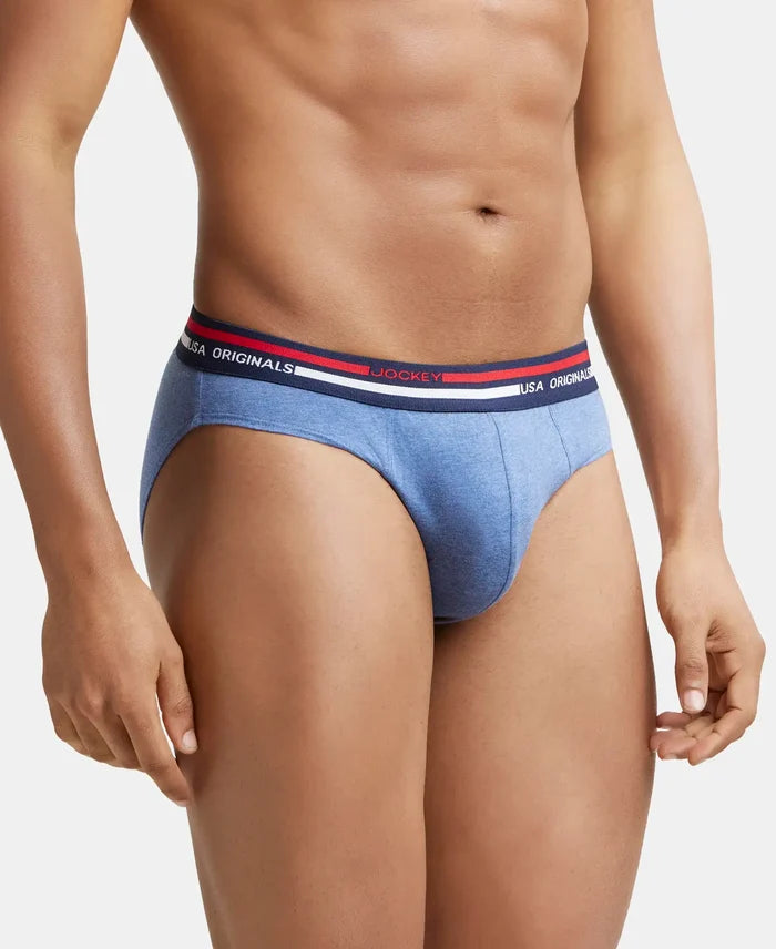 Super Combed Cotton Solid Brief with Ultrasoft Waistband - Light Denim Melange-3
