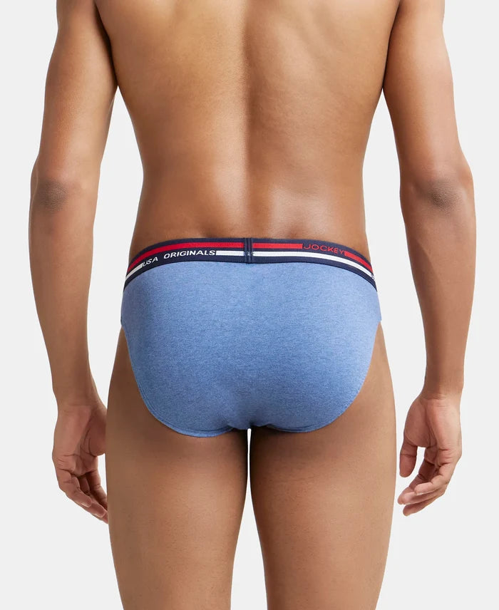 Super Combed Cotton Solid Brief with Ultrasoft Waistband - Light Denim Melange-4