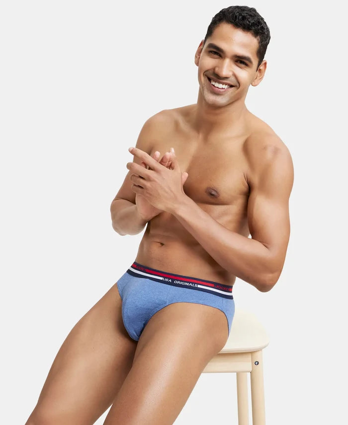 Super Combed Cotton Solid Brief with Ultrasoft Waistband - Light Denim Melange-6