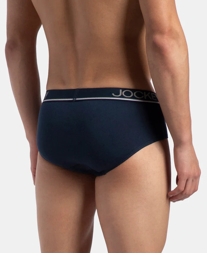 Super Combed Cotton Solid Brief with Ultrasoft Waistband - Navy (Pack of 3)