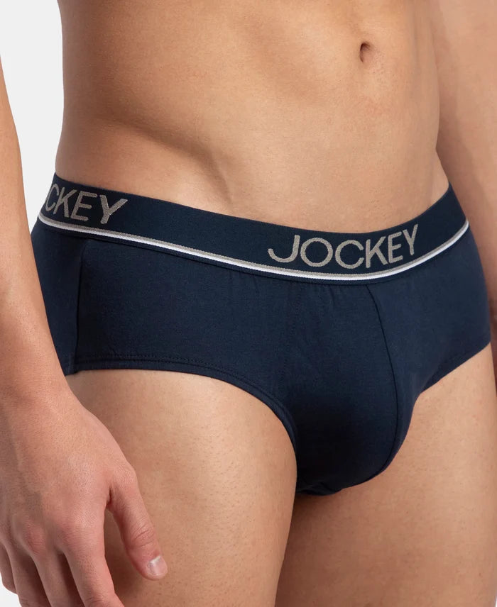 Super Combed Cotton Solid Brief with Ultrasoft Waistband - Navy (Pack of 3)