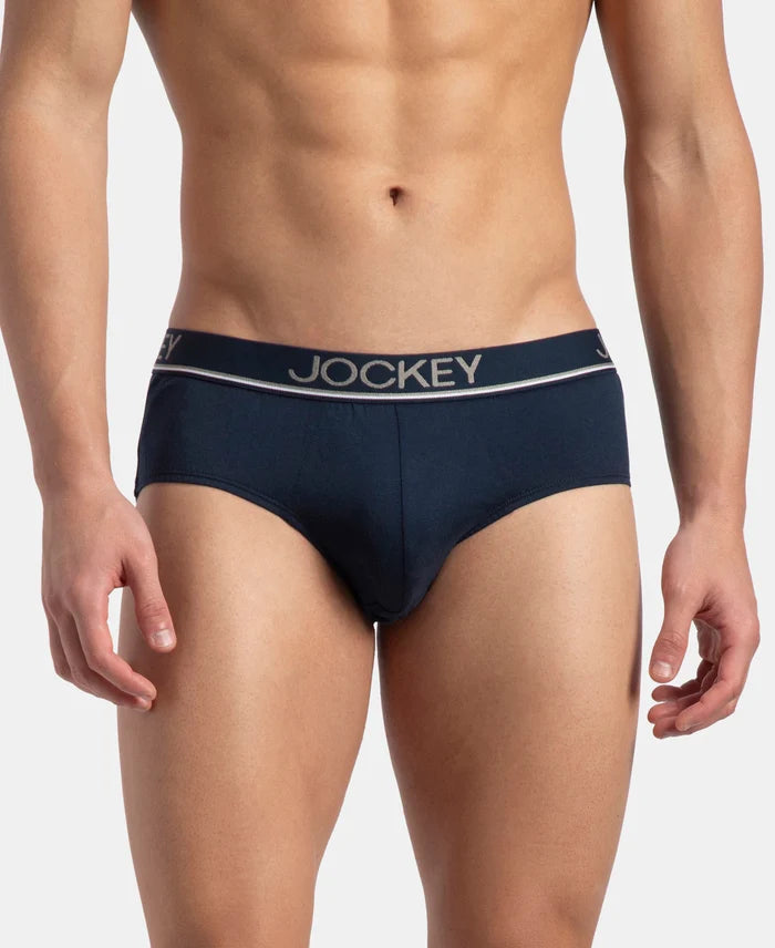 Super Combed Cotton Solid Brief with Ultrasoft Waistband - Navy (Pack of 3)
