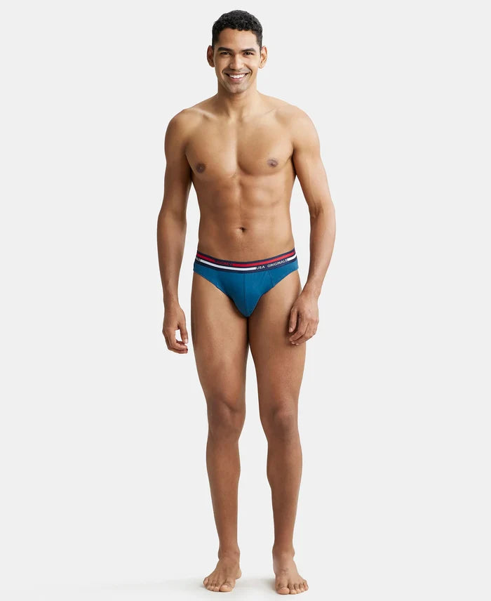 Super Combed Cotton Solid Brief with Ultrasoft Waistband - Seaport Teal-5