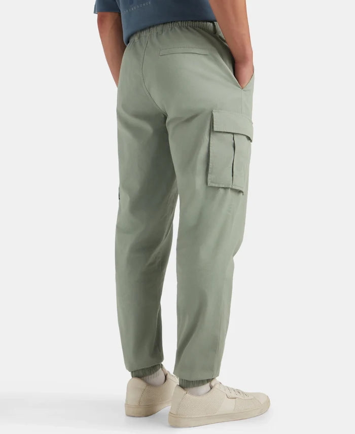 Super Combed Cotton Woven Regular Fit Cargo Jogger with Seven Pockets - Iceberg Green