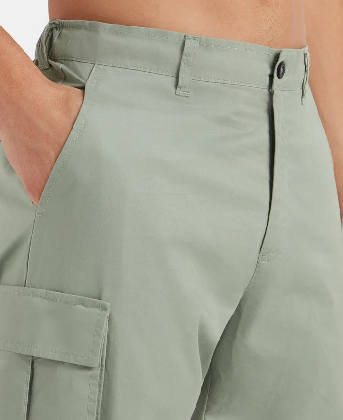 Super Combed Cotton Woven Regular Fit Cargo Jogger with Seven Pockets - Iceberg Green