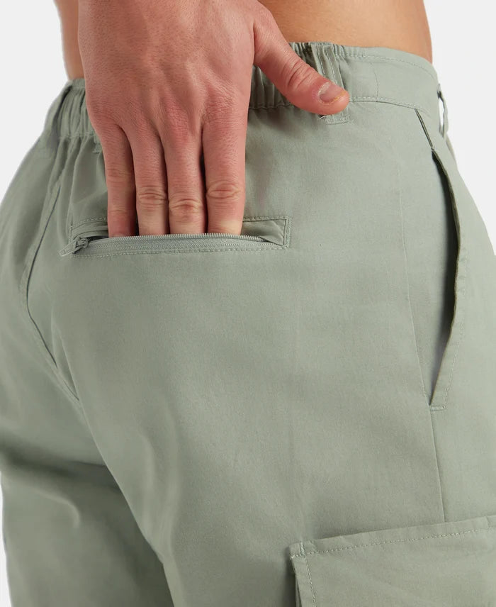 Super Combed Cotton Woven Regular Fit Cargo Jogger with Seven Pockets - Iceberg Green