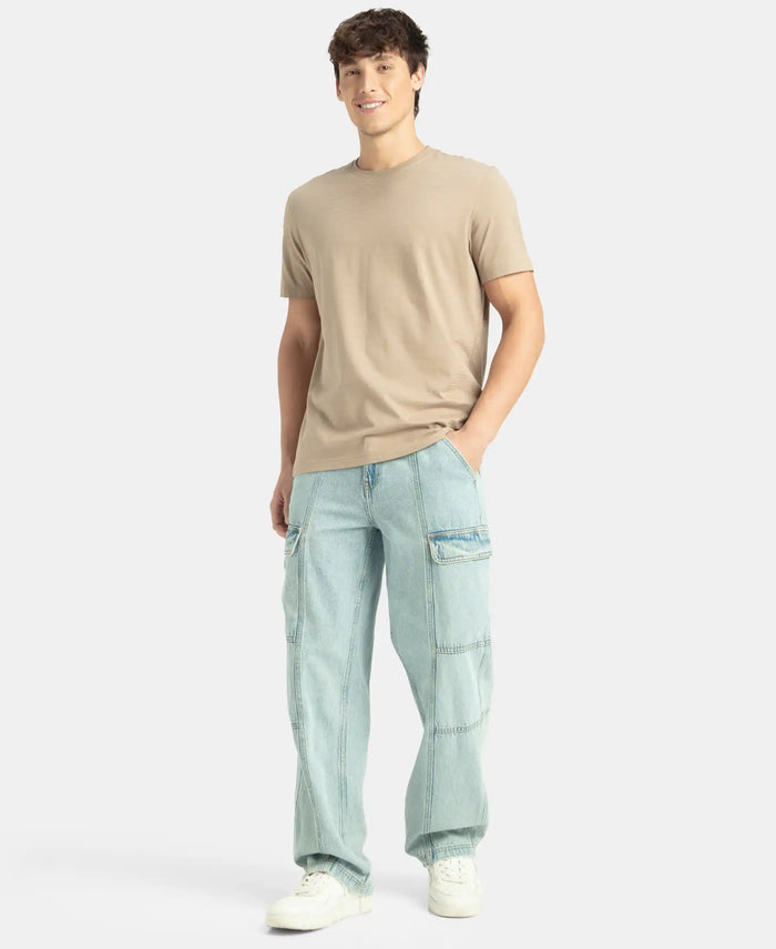 Super Combed Supima Cotton Round Neck Half Sleeve T-Shirt - Desert Taupe