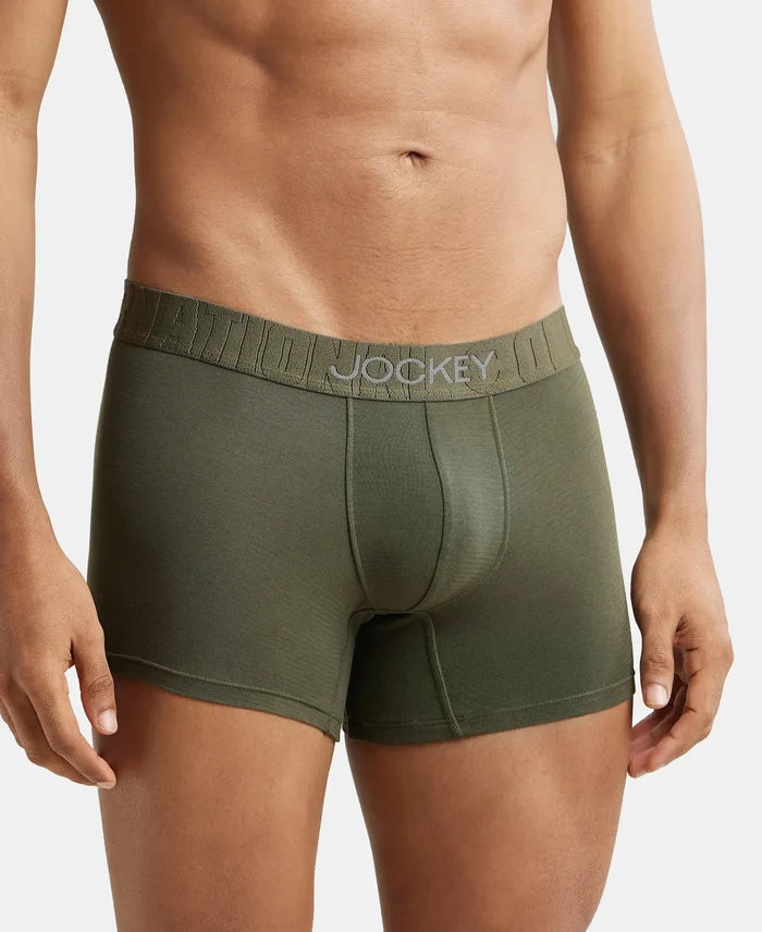 Supima Cotton Elastane Solid Trunk with Ultrasoft Waistband - Forest Night-2