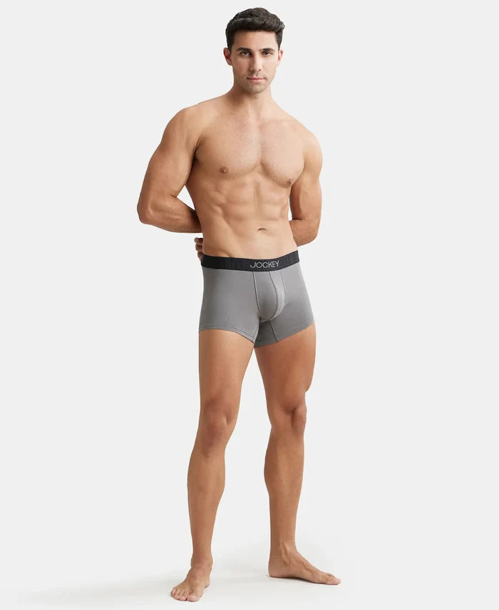Supima Cotton Elastane Solid Trunk with Ultrasoft Waistband - Gunmetal-4