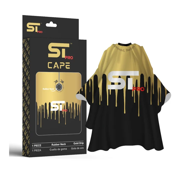 Supreme Trimmer Pro Barber Cape / Rubber Neck Series - Gold Drip