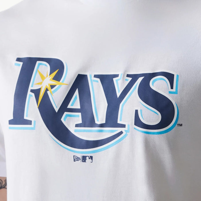 The Male model is wearing Tampa Bay Rays MLB Regular White T-Shirt 4