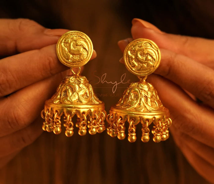 Tattva Gold Tone Chitai Classic Jhumka