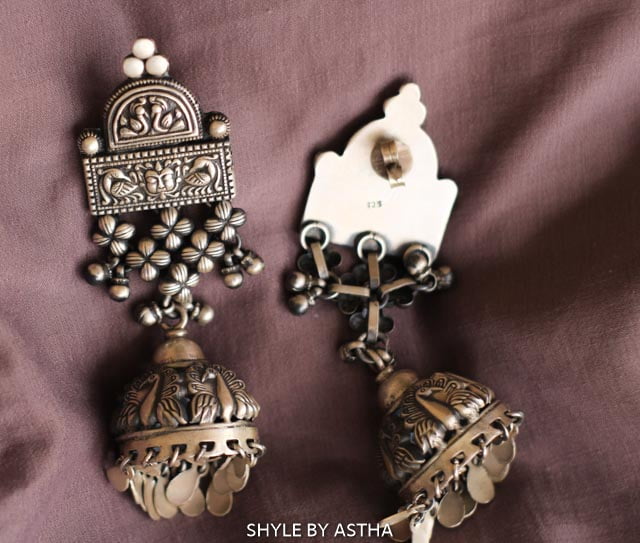 Tattva Jali ghughri Peacock Classic Jhumka