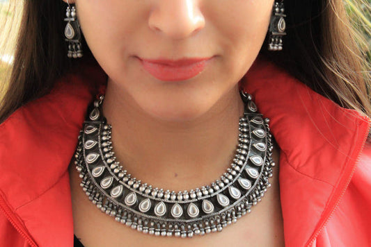 Tattva Oxidised Classic Necklace and Earrings Set